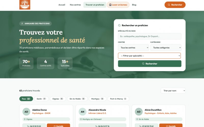 Site web Santhéa — Espaces de santé